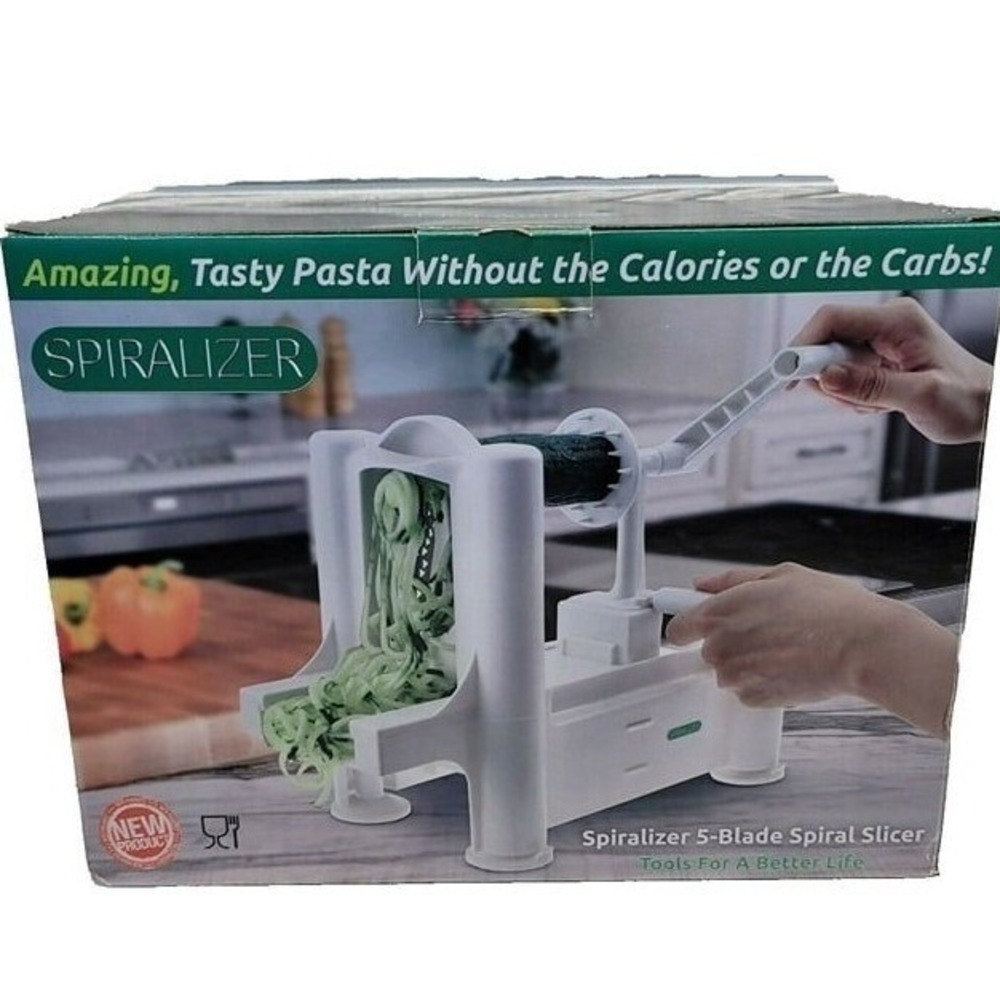 Spiralizer 5 Blade Spiral Slicer White Manual Vegetable Pasta Maker Kitchen Tool